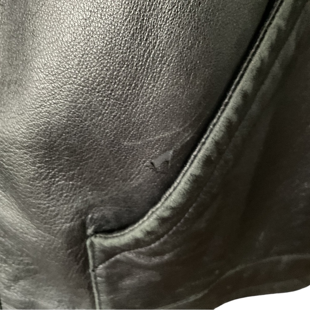 Concept Black Leather Vintage Bomber Jacket Coat Hood S Women Biker Y2K - Picture 11 of 15